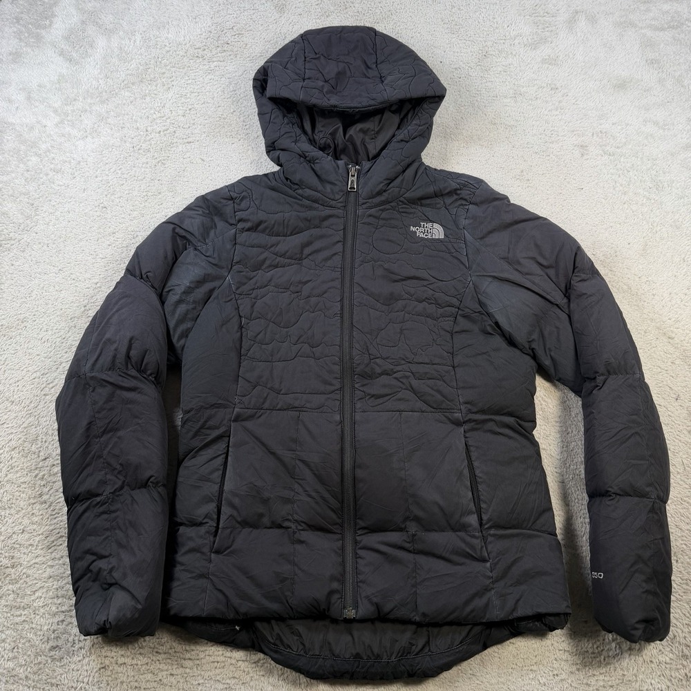The North Face Jacket Womens Small Black 550 Down Hooded Puffer Full Zip Coat